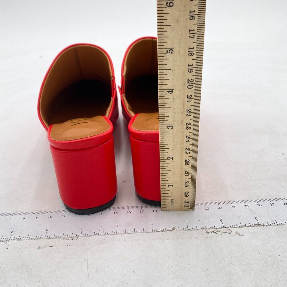 Ydn Red Block Low Heel Mules Slip On Loafers Poin… - image 5